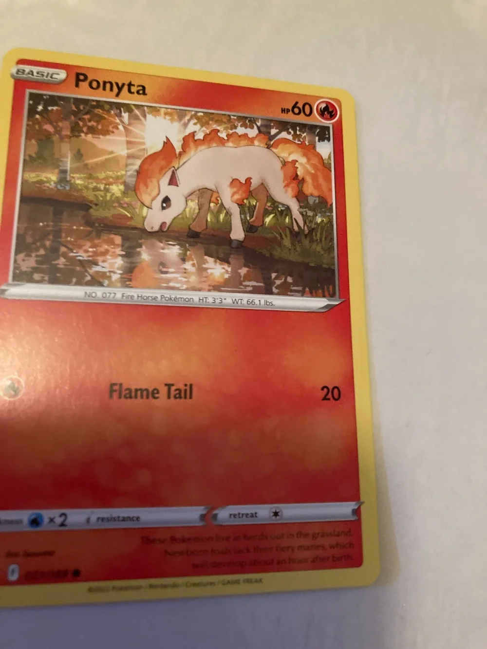 Pokemon Ponyta Red Orange Yellow Trading Card
